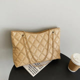 Quilted Chain Tote Bag Women Handbags Large Capacity Shoulder Bag Purse