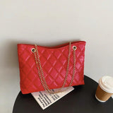 Quilted Chain Tote Bag Women Handbags Large Capacity Shoulder Bag Purse