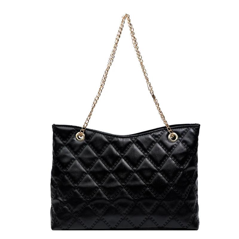 Quilted Chain Tote Bag Women Handbags Large Capacity Shoulder Bag Purse