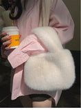Faux Fur Handbag Soft Plush Shoulder Bag Purse Tote Bags