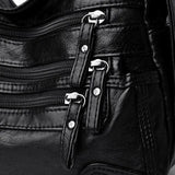 Women's Soft Leather Shoulder Bag Multi-Layer Crossbody Handbag Purse