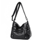 Women's Soft Leather Shoulder Bag Multi-Layer Crossbody Handbag Purse