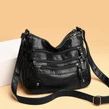 Women's Soft Leather Shoulder Bag Multi-Layer Crossbody Handbag Purse
