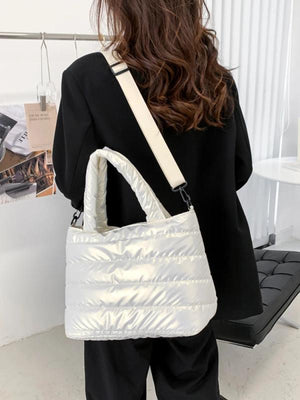 Nylon Padded Handbags Female Large Capacity Top-Handle Bags Solid Crossbody Bag