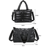 Nylon Padded Handbags Female Large Capacity Top-Handle Bags Solid Crossbody Bag