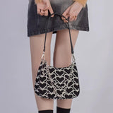 Embroidery Heart Pattern Shoulder Bag Retro Chain Crossbody