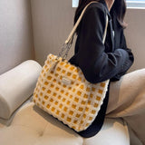 Plaid Zipper Handbag Casual Tote Bag for Women