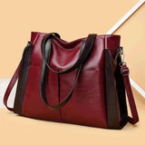 Vintage PU Leather Tote Bag for Women Handbag Shoulder Bag