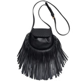 Tassel Flip Saddle Bag Leather Crossbody Shoulder Purse