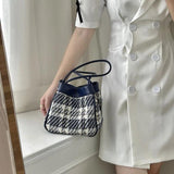 Women's Canvas Shoulder Bags High Ladies Hobos Underarm Bag Retro Plaid