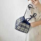 Women's Canvas Shoulder Bags High Ladies Hobos Underarm Bag Retro Plaid