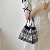 Women's Canvas Shoulder Bags High Ladies Hobos Underarm Bag Retro Plaid