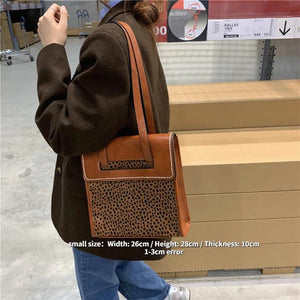Vintage Leopard Pattern Women's Tote Shoulder Bag Large Capacity