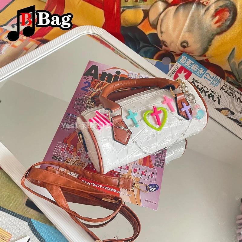 Y2K Women Girls Candy colors cross Shoulder Bags handbags Female Crocodile lines