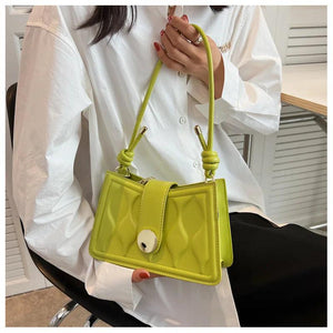 Ribbon Shoulder Bag for Women Pleated PU Leather Handbag