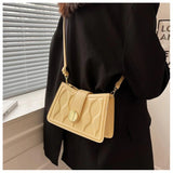 Ribbon Shoulder Bag for Women Pleated PU Leather Handbag