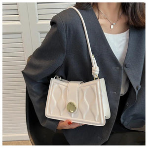 Ribbon Shoulder Bag for Women Pleated PU Leather Handbag