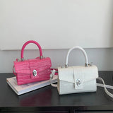 Stone Pattern Leather Crossbody Bag Women Flap Shoulder Bags