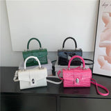 Stone Pattern Leather Crossbody Bag Women Flap Shoulder Bags