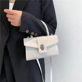 Stone Pattern Leather Crossbody Bag Women Flap Shoulder Bags