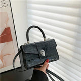Stone Pattern Leather Crossbody Bag Women Flap Shoulder Bags
