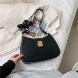 Women's PU Leather Shoulder Bag with Lock Handbag