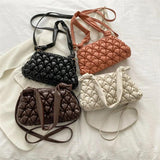 Women Ruched Shoulder Bags High Leather Crossbody Bags Female Handbags And Purse