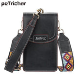 Women Small Wide Strap Crossbody Handbag PU Leather Mini Messenger Purse