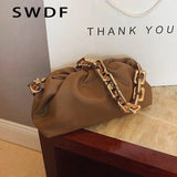 Pleated Tote Bag Soft Leather Women's Handbag Shoulder Bag