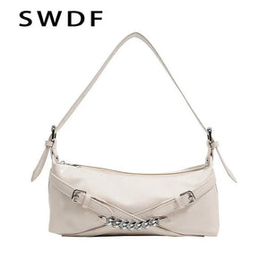 SWDF PU Leather Underarm Bag Women's Handbags Totes Ladies Shoulder Bags