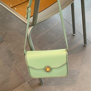 French Canvas Leather Saddle Bag Chain Bag Lady Shoulder Crossbody