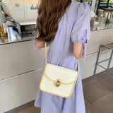 French Canvas Leather Saddle Bag Chain Bag Lady Shoulder Crossbody