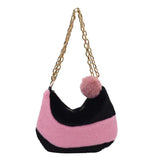 Plush Shoulder Cross Body Bag Chain Fur Bag