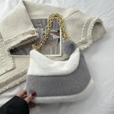 Plush Shoulder Cross Body Bag Chain Fur Bag