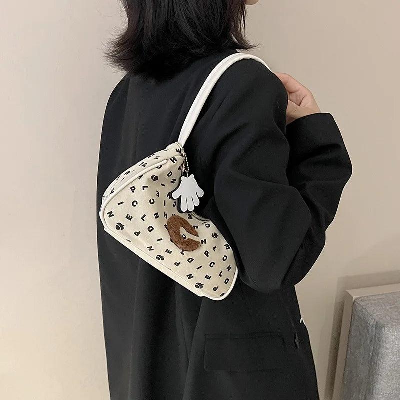 Canvas Half Moon Handbag for Women