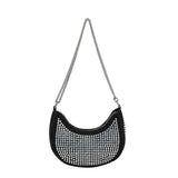 Diamond Women's Shoulder Bag Chain Crossbody Half Moon Handbag