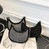 Diamond Women's Shoulder Bag Chain Crossbody Half Moon Handbag