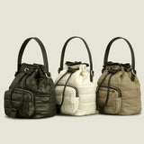 Quilted Nylon Bucket Bag Winter Shoulder Handbag