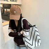 Cotton Woven Tote Bag for Women Casual Knitted Shoulder Bag Large Capacity