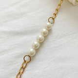 Summer One-Shoulder Bag with Pearl Chain Design