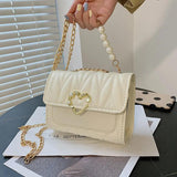 Summer One-Shoulder Bag with Pearl Chain Design