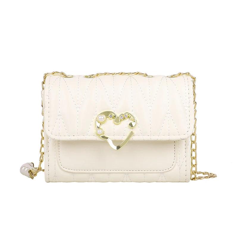 Summer One-Shoulder Bag with Pearl Chain Design