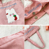 Corduroy Shoulder Bags Bear Bunny Embroidery Casual Tote Female Handbags