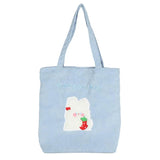 Corduroy Shoulder Bags Bear Bunny Embroidery Casual Tote Female Handbags
