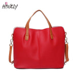 Hot Red Women PU Leather Handbags Large Capacity Shoulder Bags