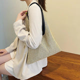 Rattan Woman Shoulder Bag Straw Handbags Women'S Leisure Large Capacity