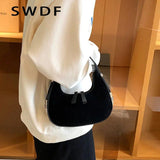 Matte Leather Women Underarm Bag Handbag Vintage Wallet Double Zipper