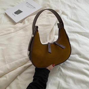Matte Leather Women Underarm Bag Handbag Vintage Wallet Double Zipper