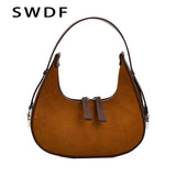 Matte Leather Women Underarm Bag Handbag Vintage Wallet Double Zipper