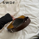 Matte Leather Women Underarm Bag Handbag Vintage Wallet Double Zipper